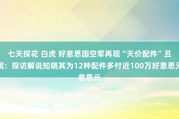 七天探花 白虎 好意思国空军再现“天价配件”丑闻：探访解说知晓其为12种配件多付近100万好意思元