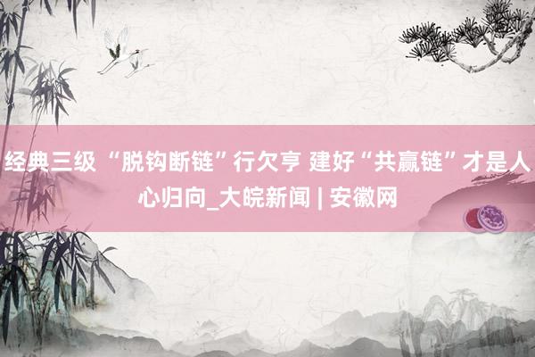 经典三级 “脱钩断链”行欠亨 建好“共赢链”才是人心归向_大皖新闻 | 安徽网