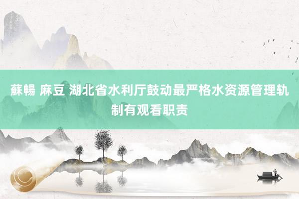 蘇暢 麻豆 湖北省水利厅鼓动最严格水资源管理轨制有观看职责