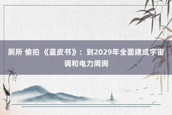 厕所 偷拍 《蓝皮书》：到2029年全面建成宇宙调和电力阛阓