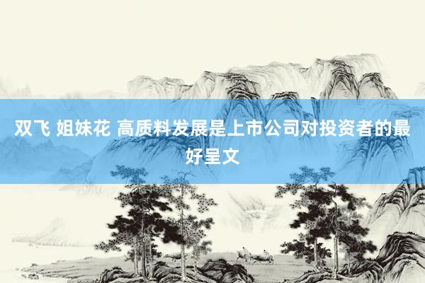 双飞 姐妹花 高质料发展是上市公司对投资者的最好呈文