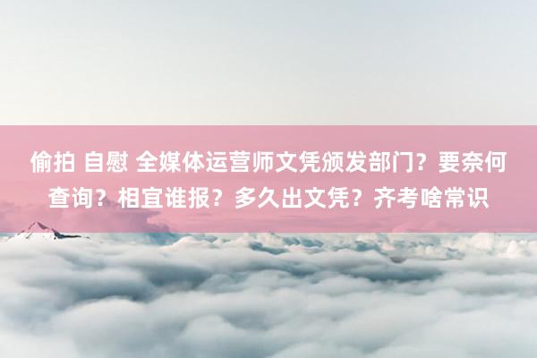 偷拍 自慰 全媒体运营师文凭颁发部门？要奈何查询？相宜谁报？多久出文凭？齐考啥常识