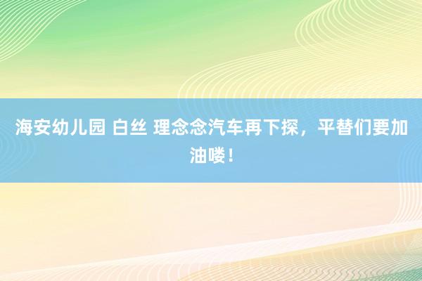 海安幼儿园 白丝 理念念汽车再下探，平替们要加油喽！