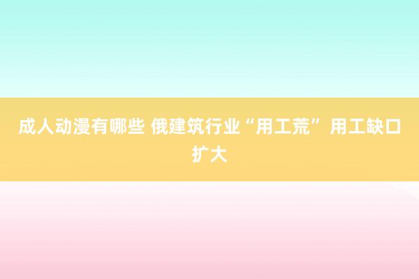 成人动漫有哪些 俄建筑行业“用工荒” 用工缺口扩大