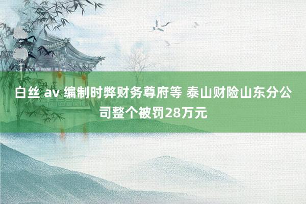 白丝 av 编制时弊财务尊府等 泰山财险山东分公司整个被罚28万元