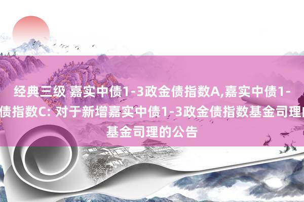 经典三级 嘉实中债1-3政金债指数A，嘉实中债1-3政金债指数C: 对于新增嘉实中债1-3政金债指数基金司理的公告