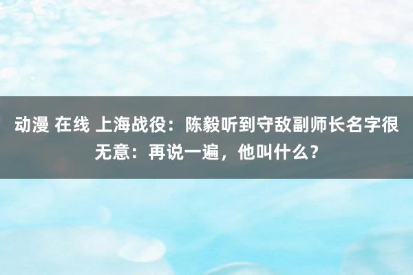 动漫 在线 上海战役：陈毅听到守敌副师长名字很无意：再说一遍，他叫什么？