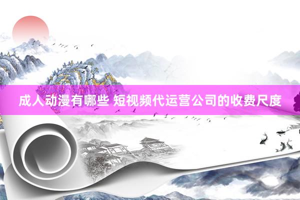 成人动漫有哪些 短视频代运营公司的收费尺度