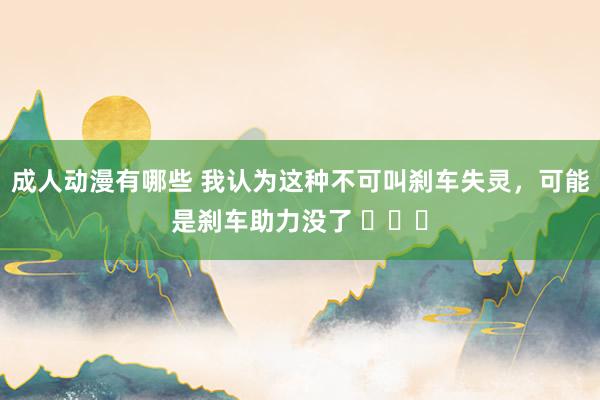 成人动漫有哪些 我认为这种不可叫刹车失灵，可能是刹车助力没了 ​​​