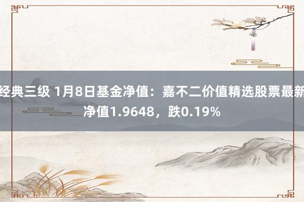 经典三级 1月8日基金净值：嘉不二价值精选股票最新净值1.9648，跌0.19%