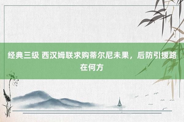经典三级 西汉姆联求购蒂尔尼未果，后防引援路在何方