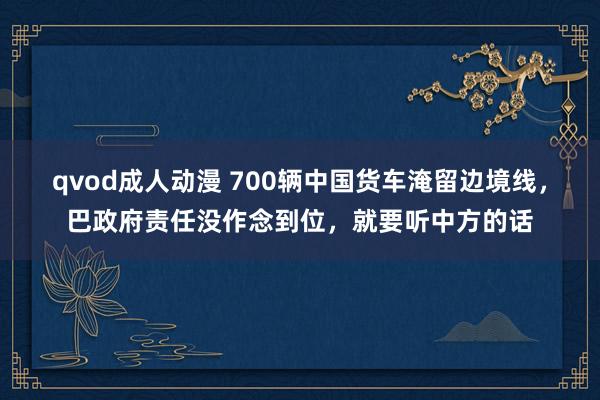 qvod成人动漫 700辆中国货车淹留边境线，巴政府责任没作念到位，就要听中方的话