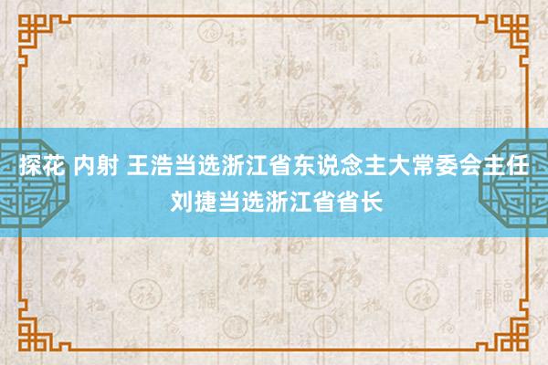 探花 内射 王浩当选浙江省东说念主大常委会主任 刘捷当选浙江省省长