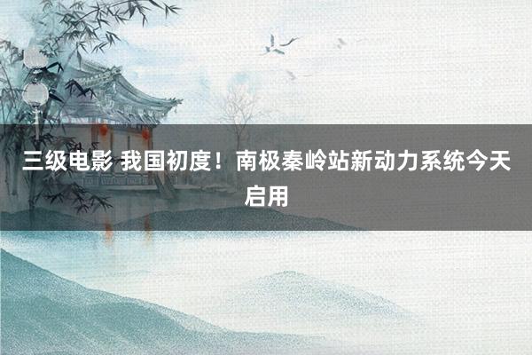 三级电影 我国初度！南极秦岭站新动力系统今天启用