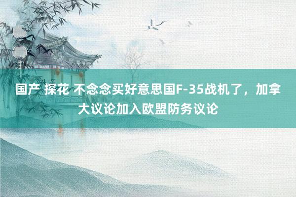 国产 探花 不念念买好意思国F-35战机了，加拿大议论加入欧盟防务议论