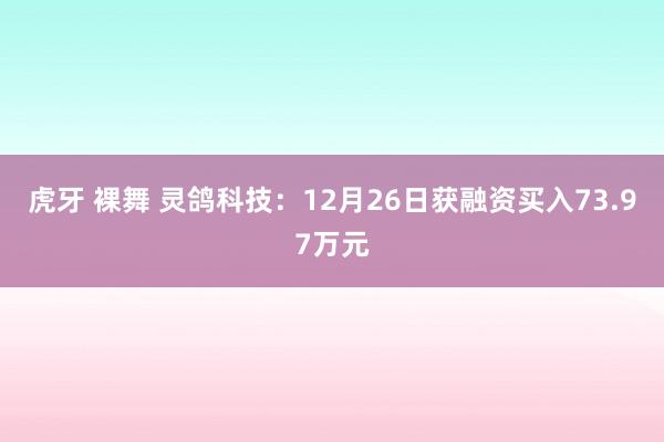 虎牙 裸舞 灵鸽科技：12月26日获融资买入73.97万元