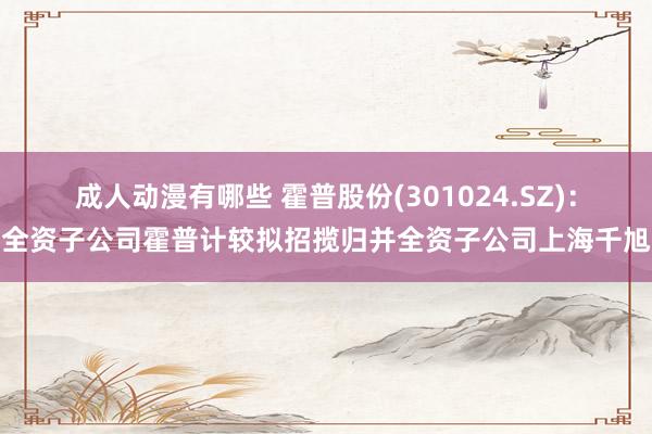 成人动漫有哪些 霍普股份(301024.SZ)：全资子公司霍普计较拟招揽归并全资子公司上海千旭