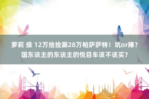 萝莉 操 12万捡捡漏28万帕萨萨特！坑or赚？国东谈主的东谈主的悦目车该不该买？