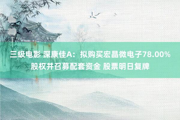 三级电影 深康佳A：拟购买宏晶微电子78.00%股权并召募配套资金 股票明日复牌