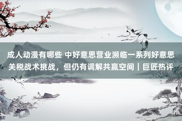 成人动漫有哪些 中好意思营业濒临一系列好意思关税战术挑战，但仍有调解共赢空间｜巨匠热评