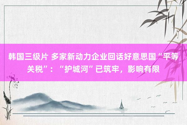韩国三级片 多家新动力企业回话好意思国“平等关税”：“护城河”已筑牢，影响有限